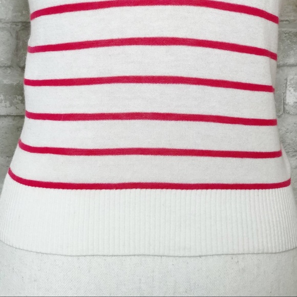 CACHE CACHE White & Red Striped Button Down Quarter Sleeve Cardigan Sweater Sm - Picture 11 of 13